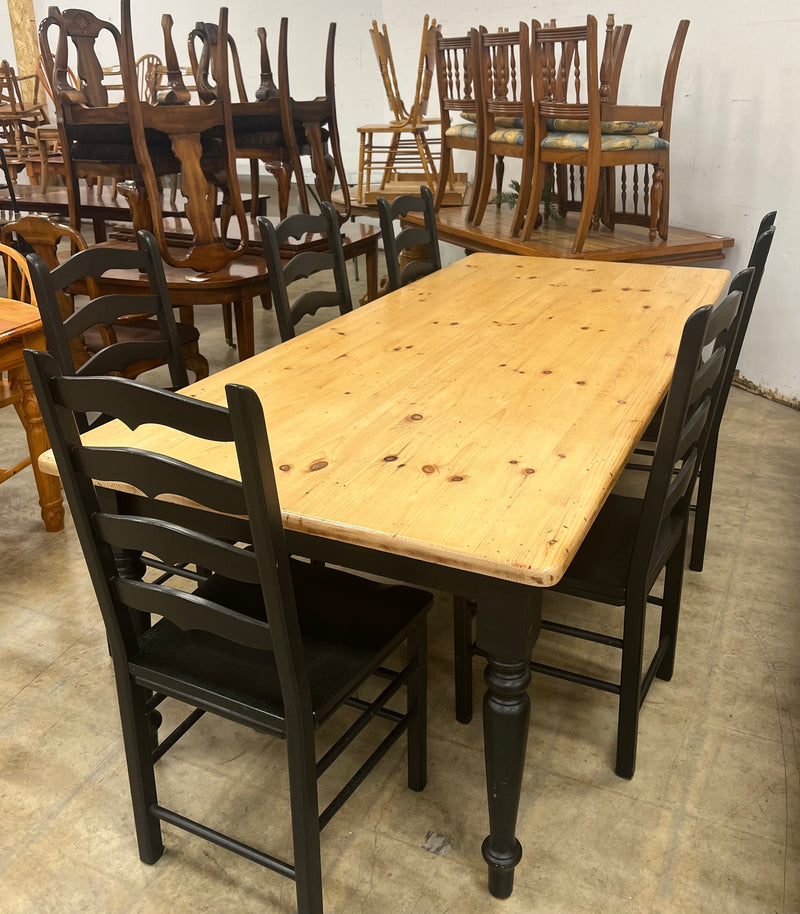 Black and Wood Large Dining Set