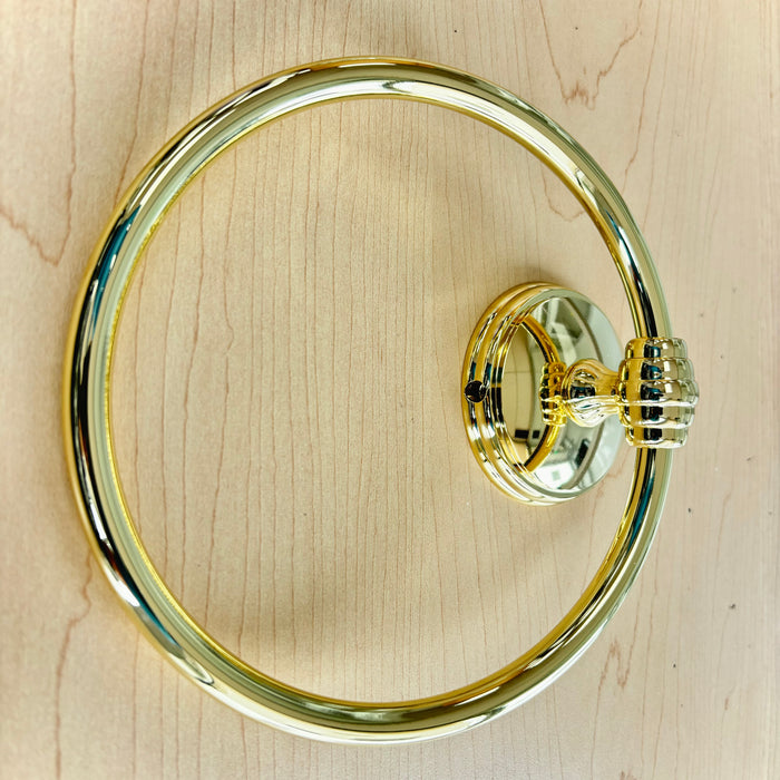 Towel Ring in Polished Brass Finish with Ribbed Mount, KL807DBBBB