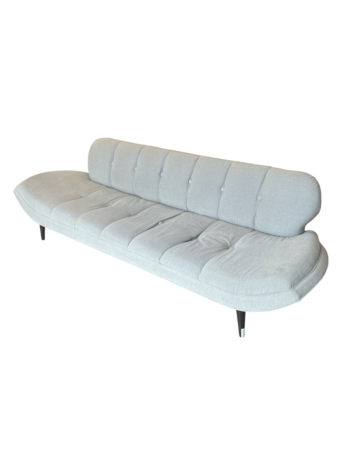 Brown-Saltman Modern Curved Tufted Sofa in Light Grey