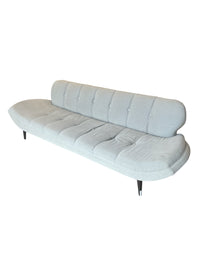 Brown-Saltman Modern Curved Tufted Sofa in Light Grey
