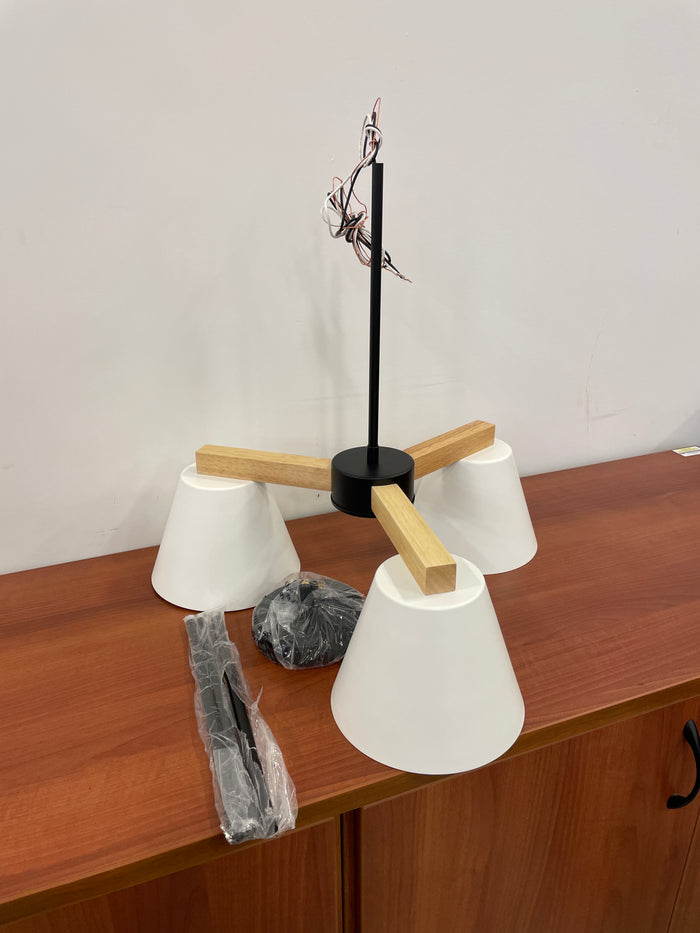 3-Lamp Modern Wood Chandelier