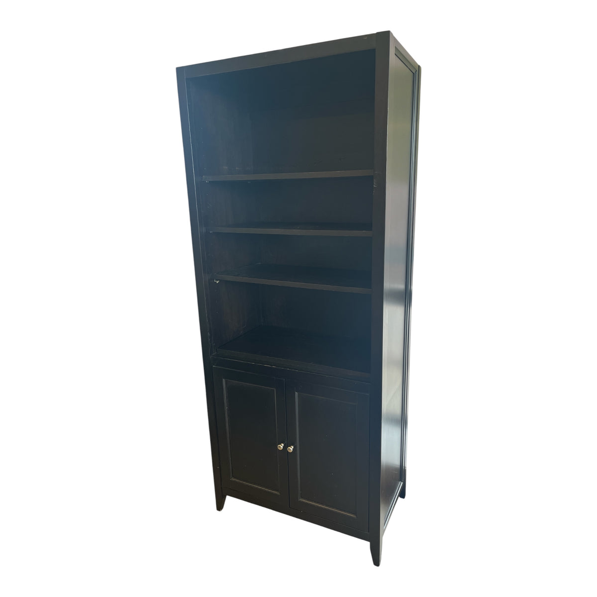 Tall Black Bookshelf With Cabinet Storage