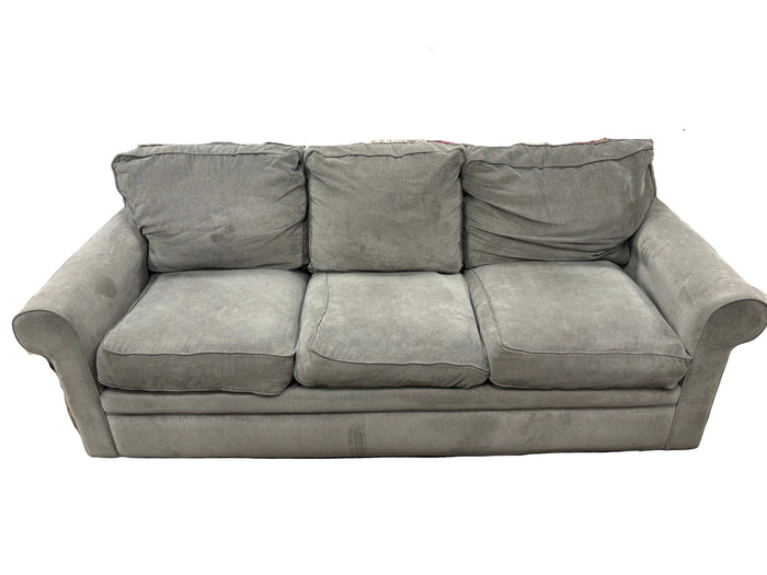 Grey Plush 3-Seater Sofa