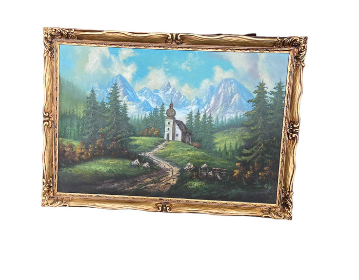 Church in the country side painting