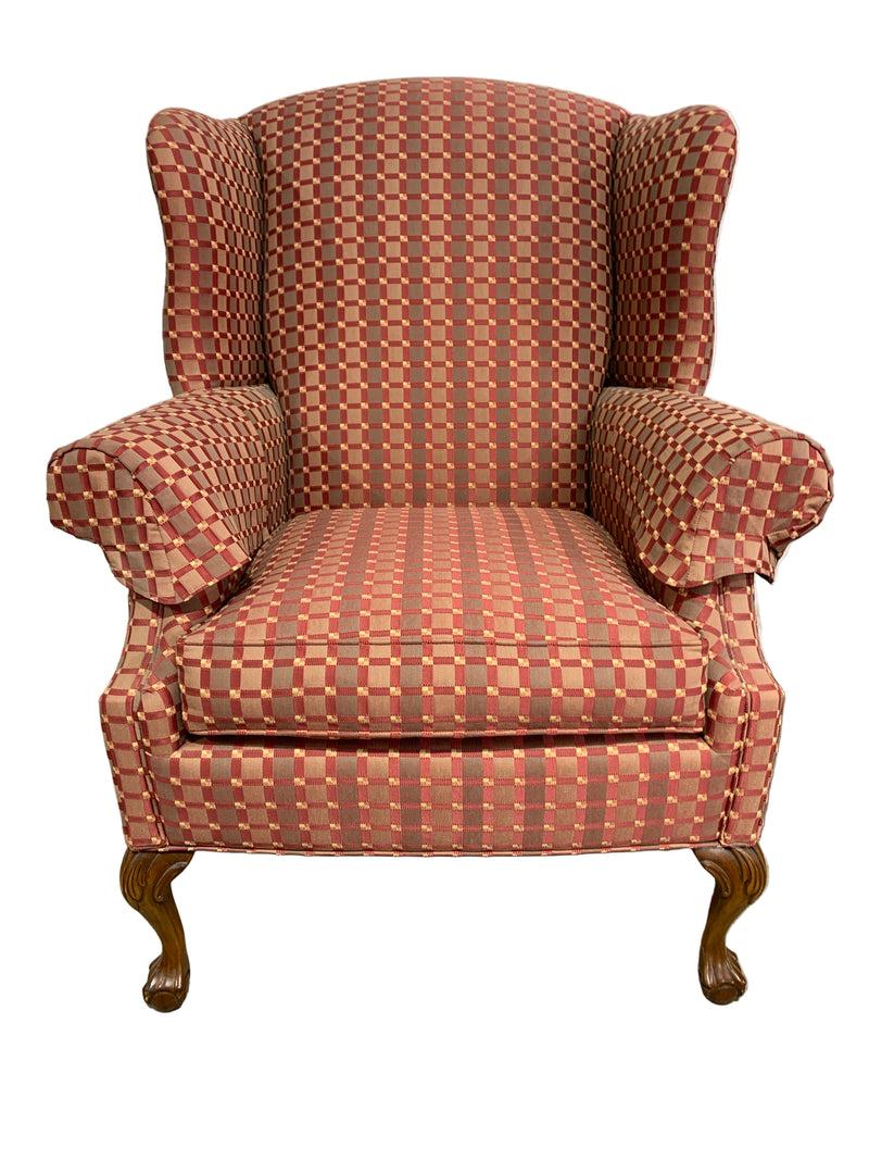 Sterling Checkered Wing Chair