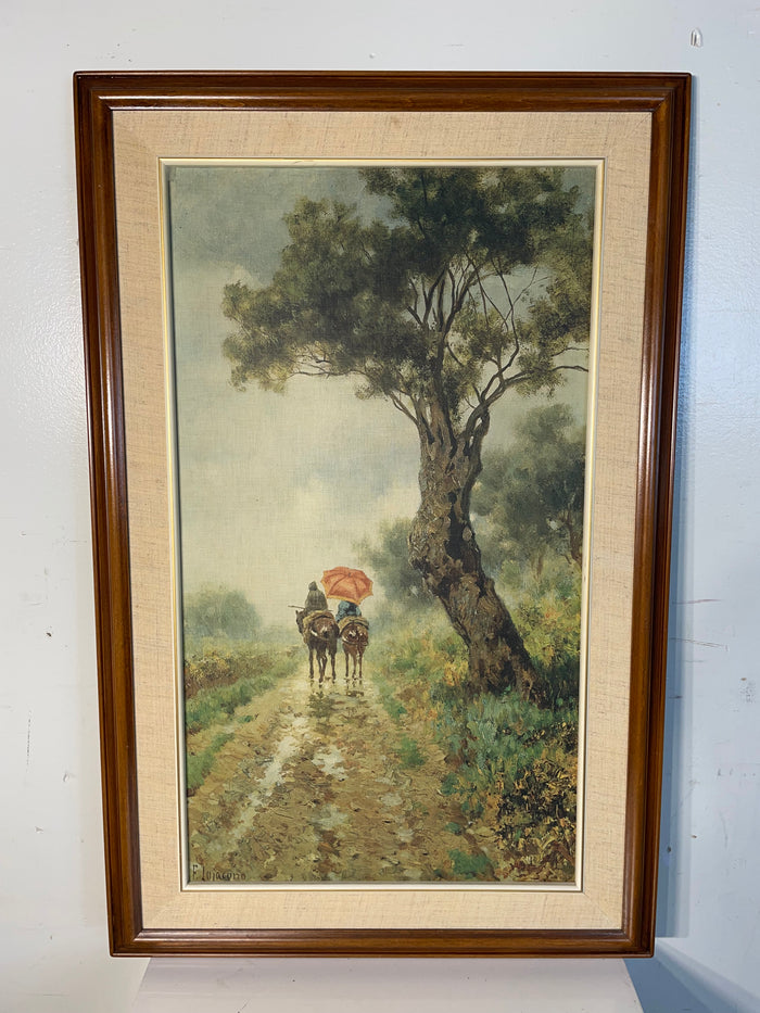 "Donkeys under a tree" - Framed Print