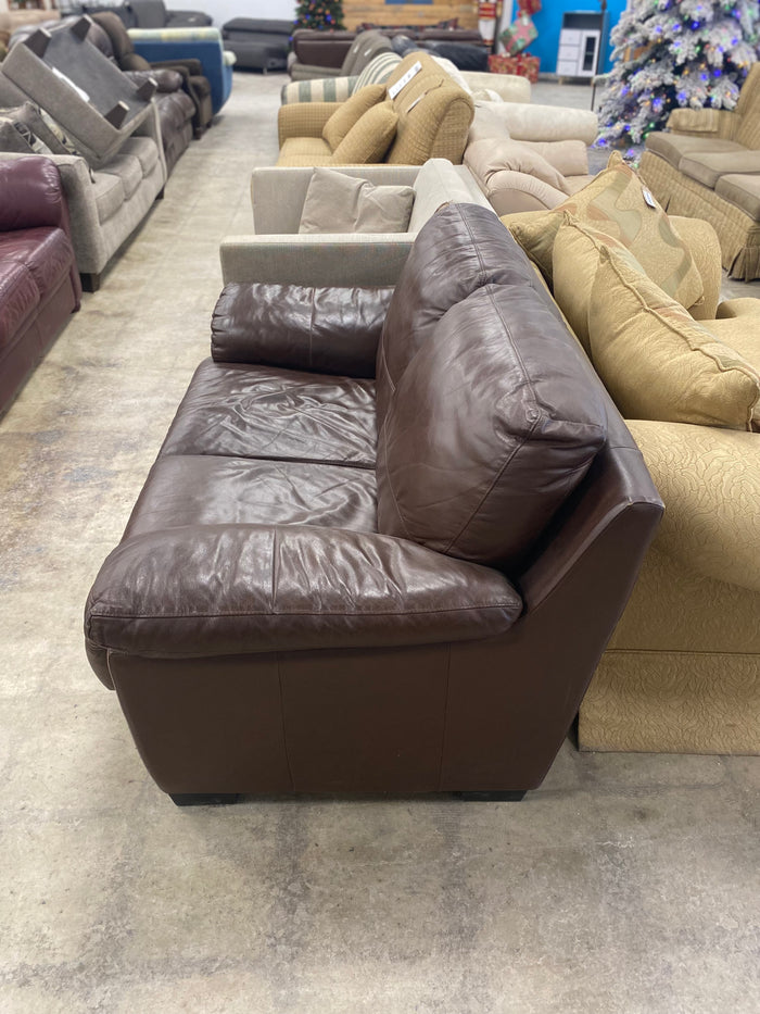 Chocolate Brown Leather Loveseat