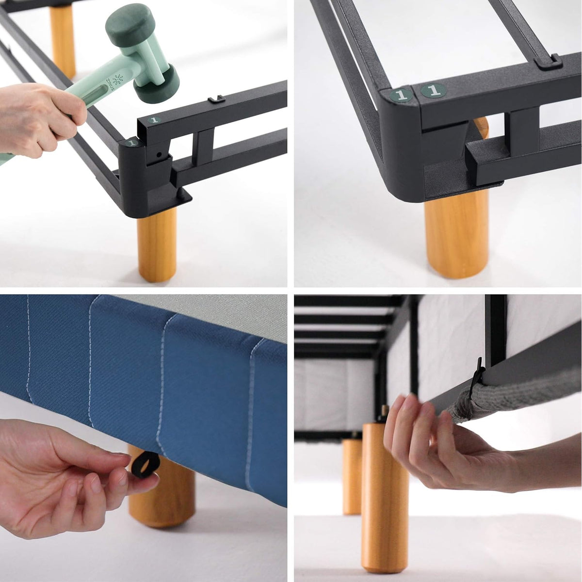 Justina Metal Mattress Foundation in Blue - Small Single 30x75