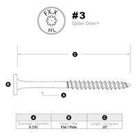 FastenMaster 10-inch Flat Head HeadLOK Structural Wood Screws - 50pcs