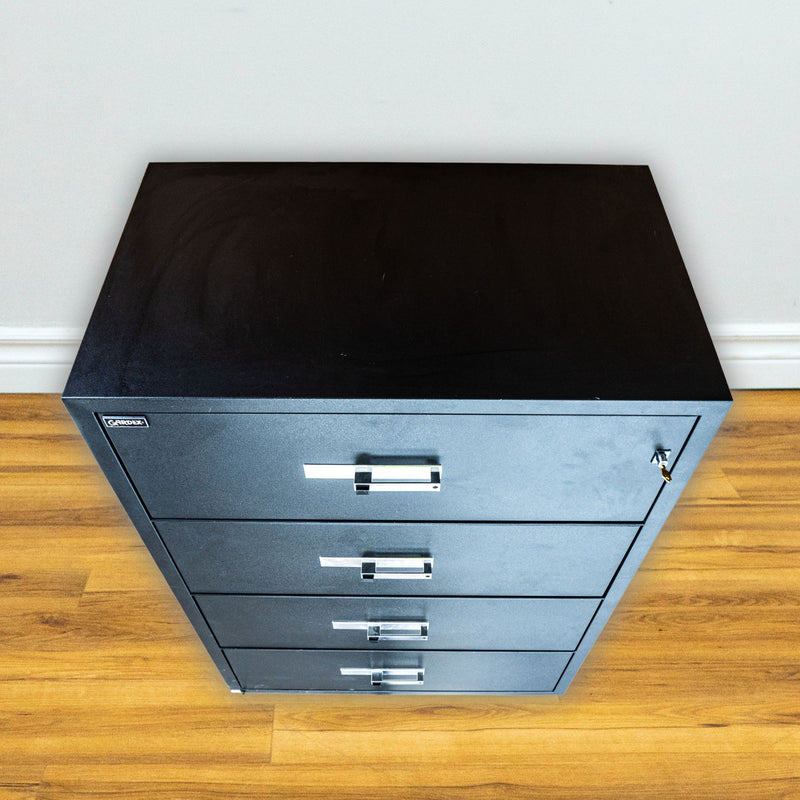 Fire-Resistant 4-Drawer Filing Cabinet in Black, 55" Tall, Anti-Rust Heavy-Gauge Steel