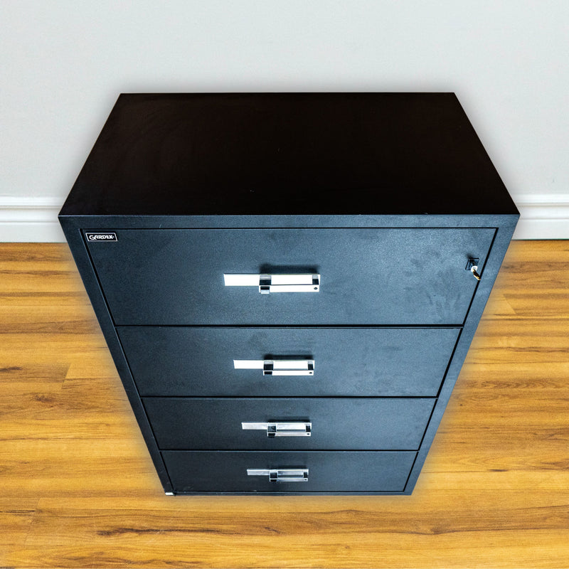 Fire-Resistant 4-Drawer Filing Cabinet in Black, 55" Tall, Anti-Rust Heavy-Gauge Steel