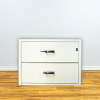 Fire-Resistant 2-Drawer Filing Cabinet in White, 29" Tall, Anti-Rust Heavy-Gauge Steel