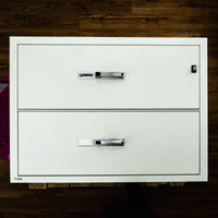 Fire-Resistant 2-Drawer Filing Cabinet in White, 29" Tall, Anti-Rust Heavy-Gauge Steel