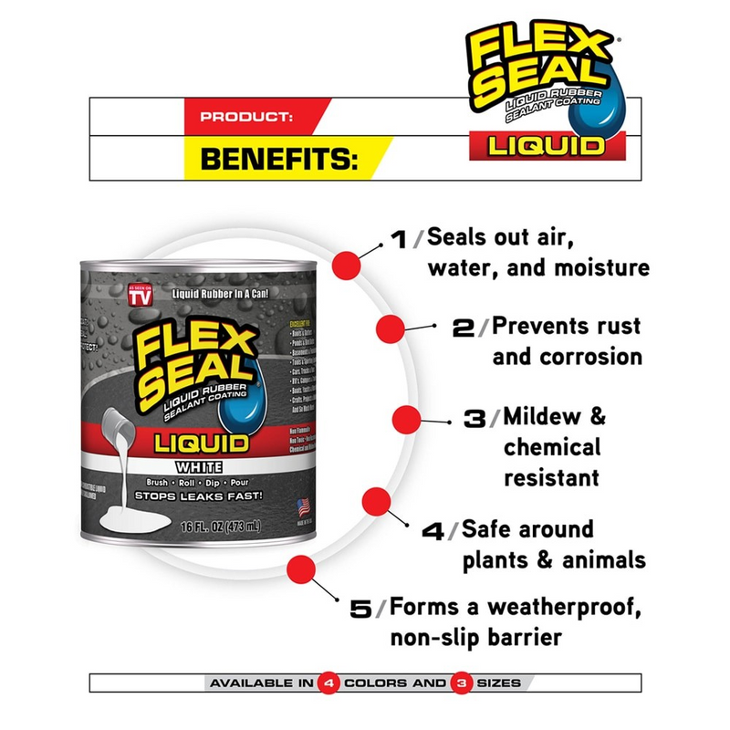 Flex Seal Liquid White, 128 oz. Liquid Rubber Sealant Coating