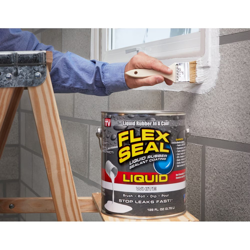 Flex Seal Liquid White, 128 oz. Liquid Rubber Sealant Coating