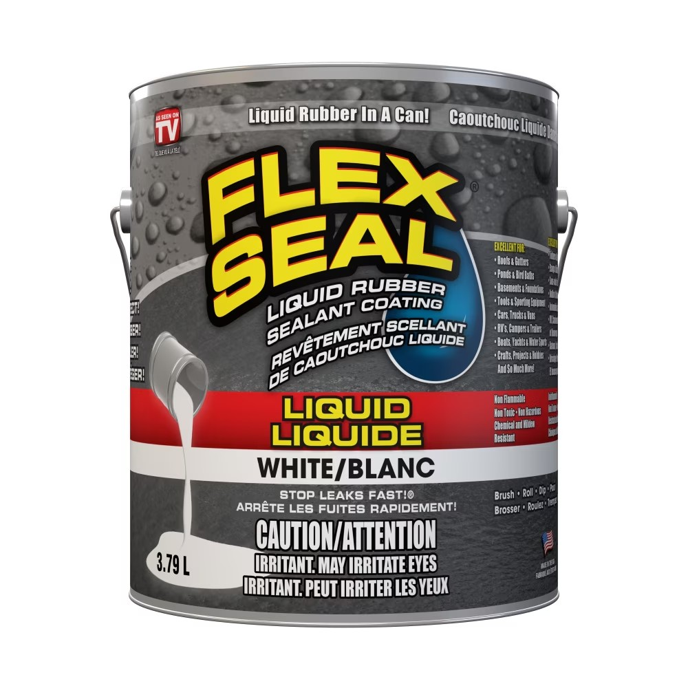 Flex Seal Liquid White, 128 oz. Liquid Rubber Sealant Coating