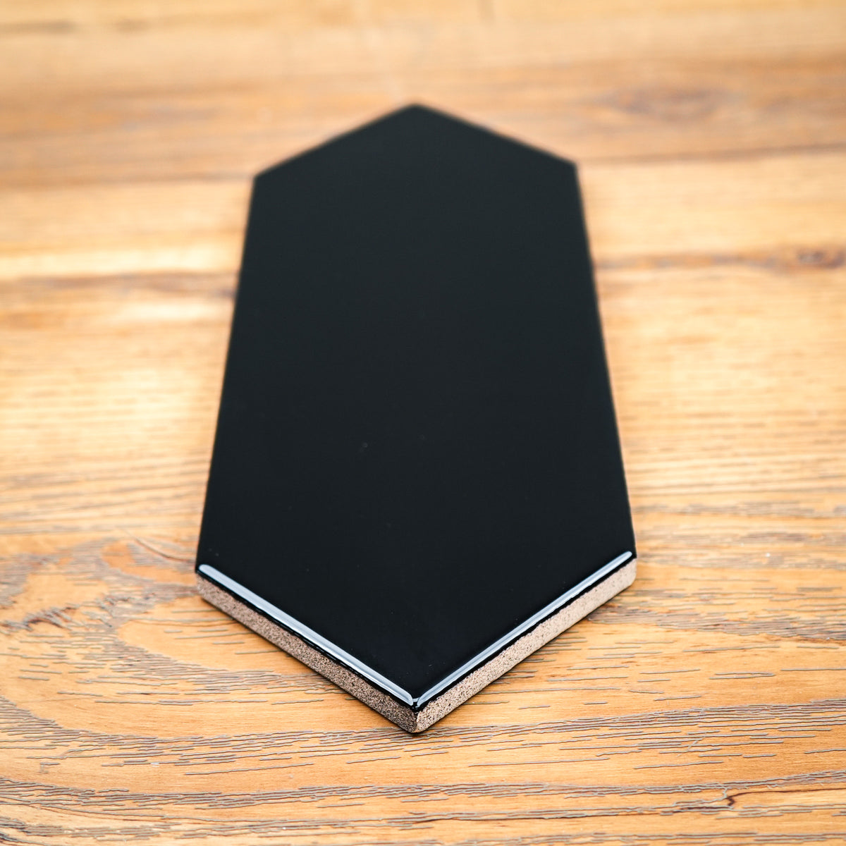 4" x 12" Long Hexagonal Tile in Glossy Black Finish – 13.30 sq. ft. (40 per box)