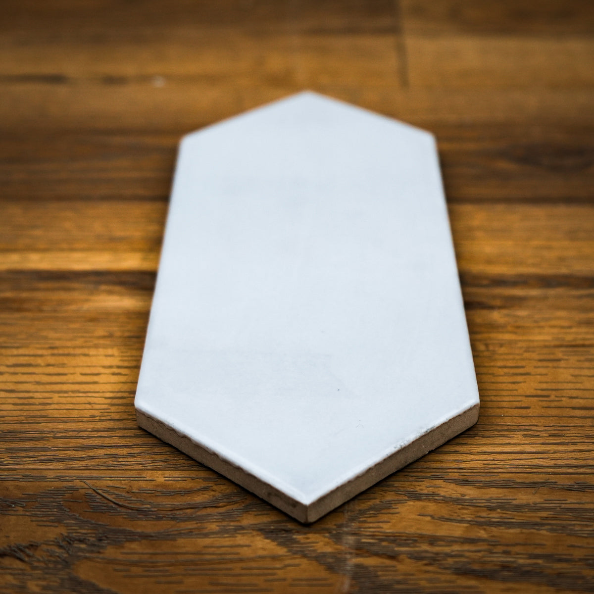 4" x 12" Long Hexagonal Tile in Glossy Off-White – 13.30 sq. ft. (40 per box)