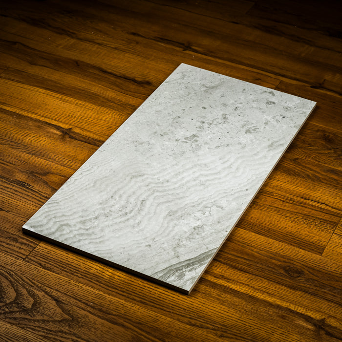 14.65" x 29.3" Tau Litium Silver Rectified Tiles  18.19 sq. ft. (6 per box)