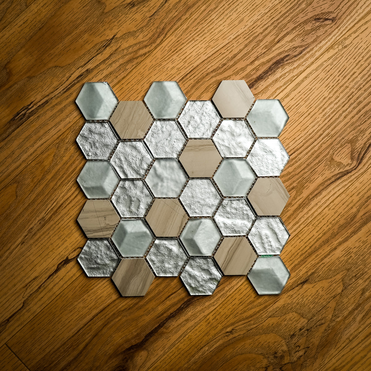 1.875" Hexagon Glossy Glass and Stone Mosaic Tile – 10 sq. ft. (10 per box)