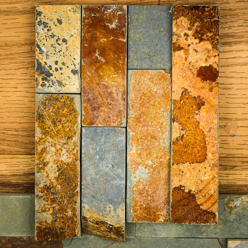 6" x 23" Rusty Stacked Natural Stone Tiles  5.80 sq. ft. (6 per box)