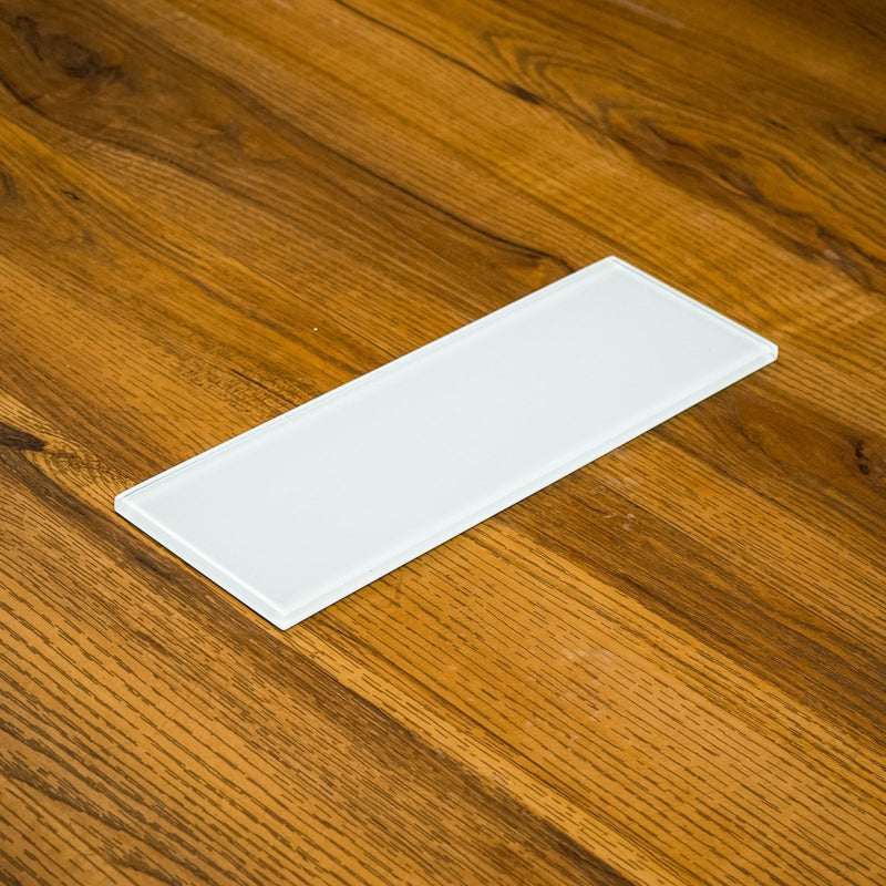 4" x 12" White Glossy ES58 Glass Tiles - 6.66 sq. ft. (20 per box)