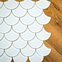 12" x 12" ES58 Fan Superwhite Gloss Glass Mosaic Tiles  10 sq. ft. (10 per box)
