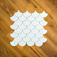 12" x 12" ES58 Fan Superwhite Gloss Glass Mosaic Tiles  10 sq. ft. (10 per box)