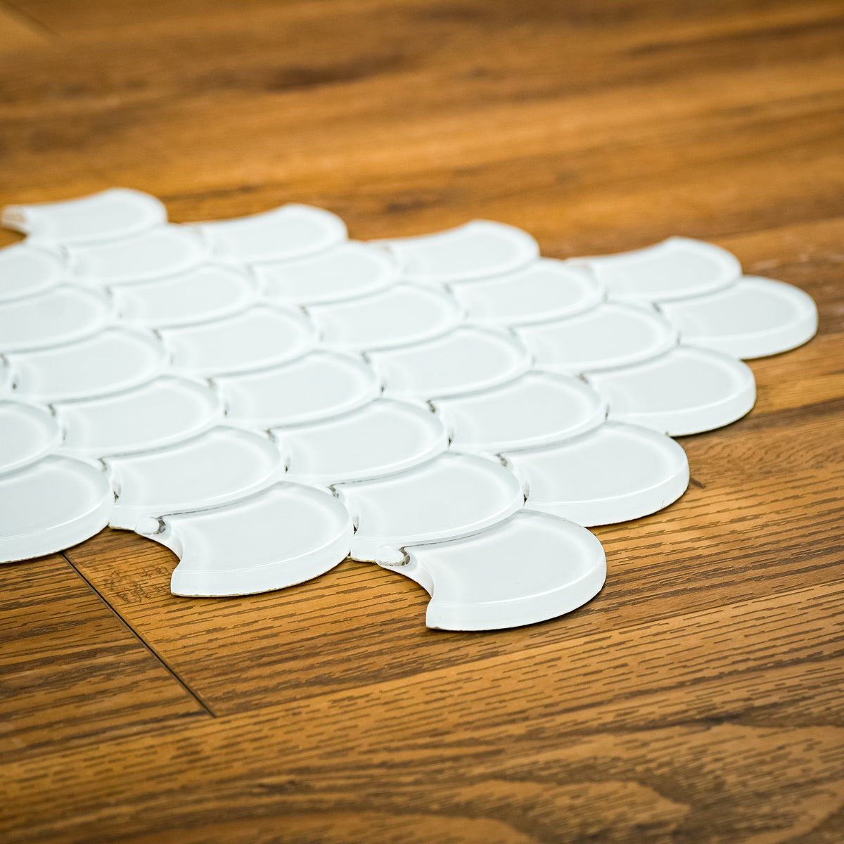 12" x 12" ES58 Fan Superwhite Gloss Glass Mosaic Tiles  10 sq. ft. (10 per box)