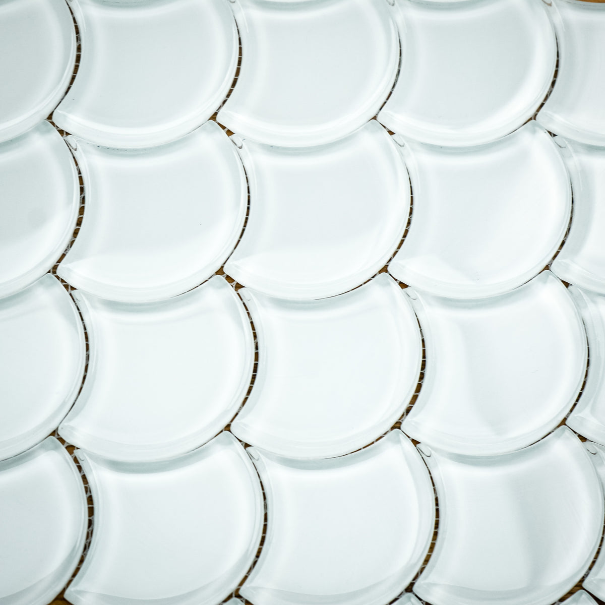 12" x 12" ES58 Fan Superwhite Gloss Glass Mosaic Tiles  10 sq. ft. (10 per box)