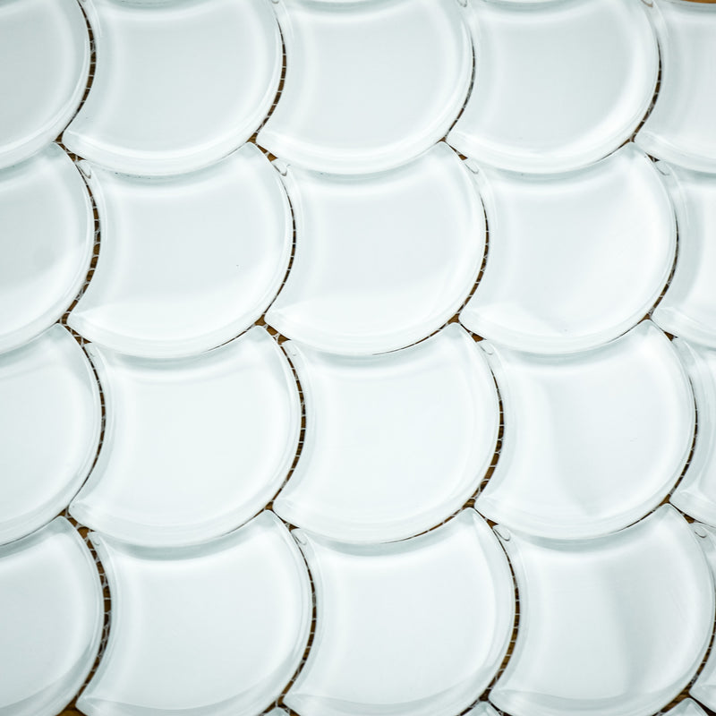12" x 12" ES58 Fan Superwhite Gloss Glass Mosaic Tiles  10 sq. ft. (10 per box)