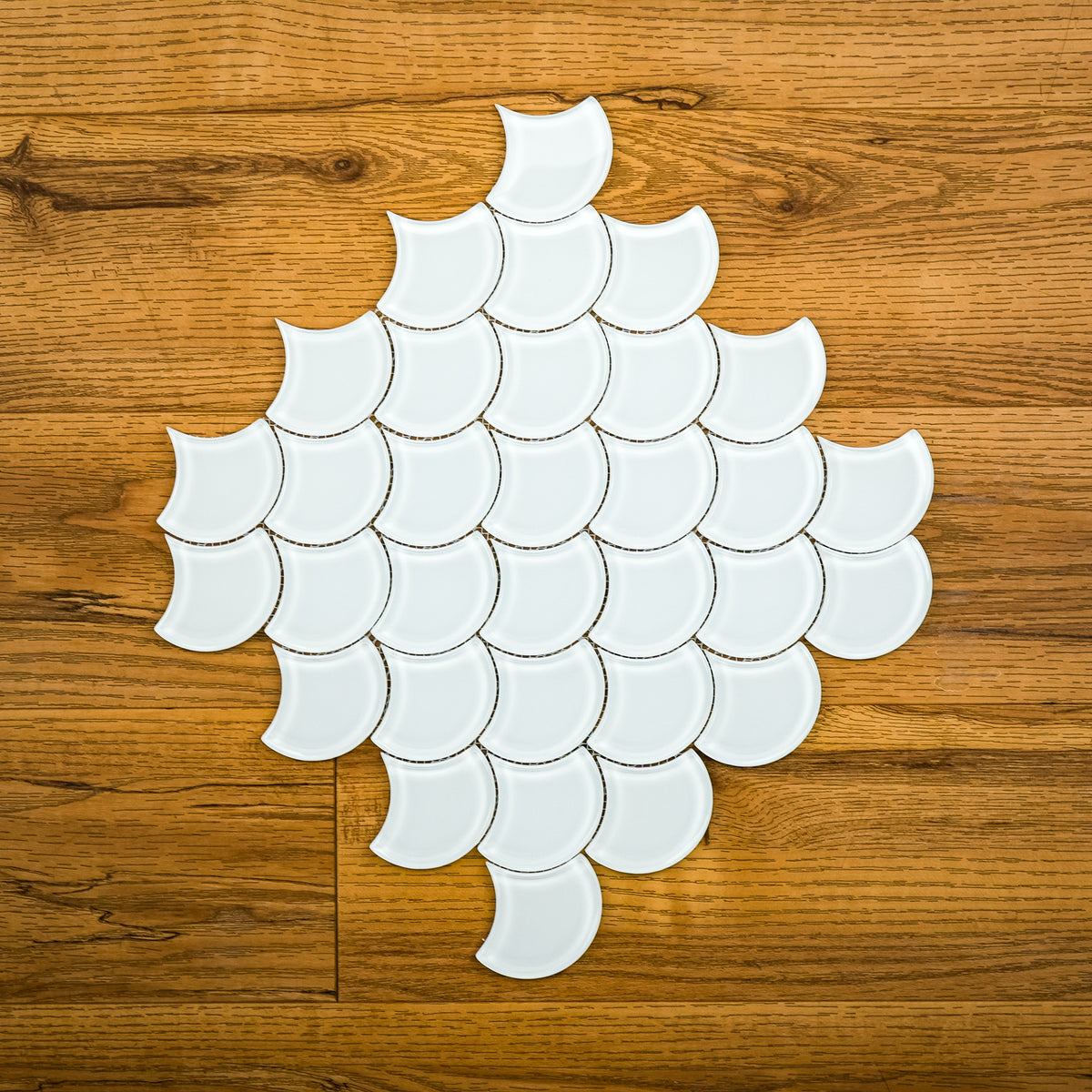 12" x 12" ES58 Fan Superwhite Gloss Glass Mosaic Tiles  10 sq. ft. (10 per box)