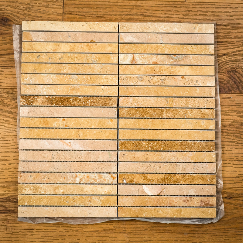 12" x 12" Brown TravNoce-P Marble Mosaic Tiles  11 sq. ft. (11 per box)