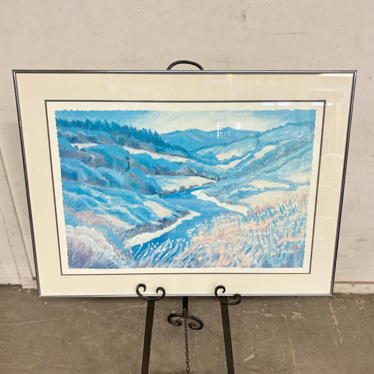 Framed Artwork - Blue Valley Serene Landscape