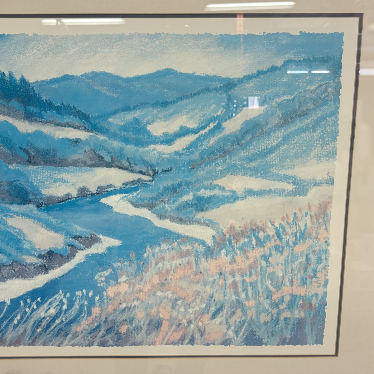 Framed Artwork - Blue Valley Serene Landscape