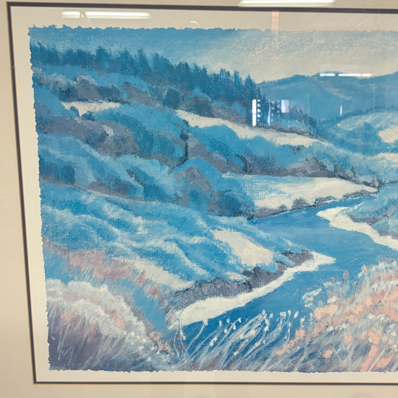 Framed Artwork - Blue Valley Serene Landscape