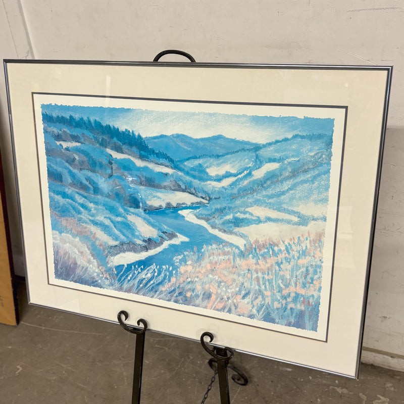 Framed Artwork - Blue Valley Serene Landscape