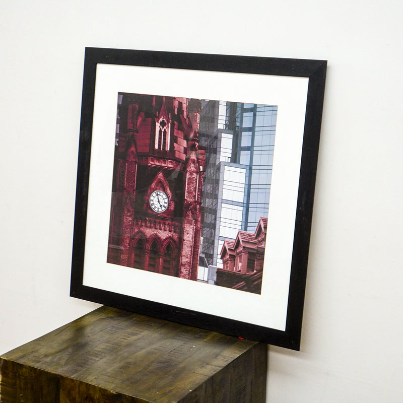 35 in x 35 in Framed Photo Of The Old City Hall Clock Tower