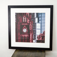 35 in x 35 in Framed Photo Of The Old City Hall Clock Tower