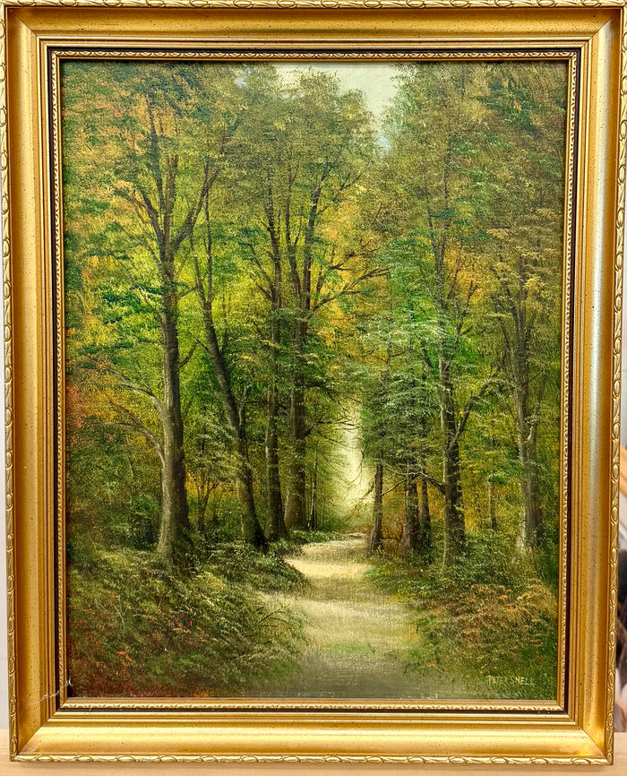 Original Framed Woodland Path Oil Painting by Listed British Artist Peter Snell