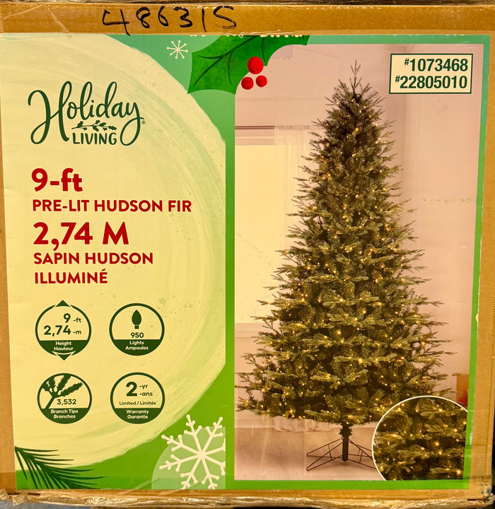 9 Foot Pre-Lit Hudson Fir artificial Christmas Tree