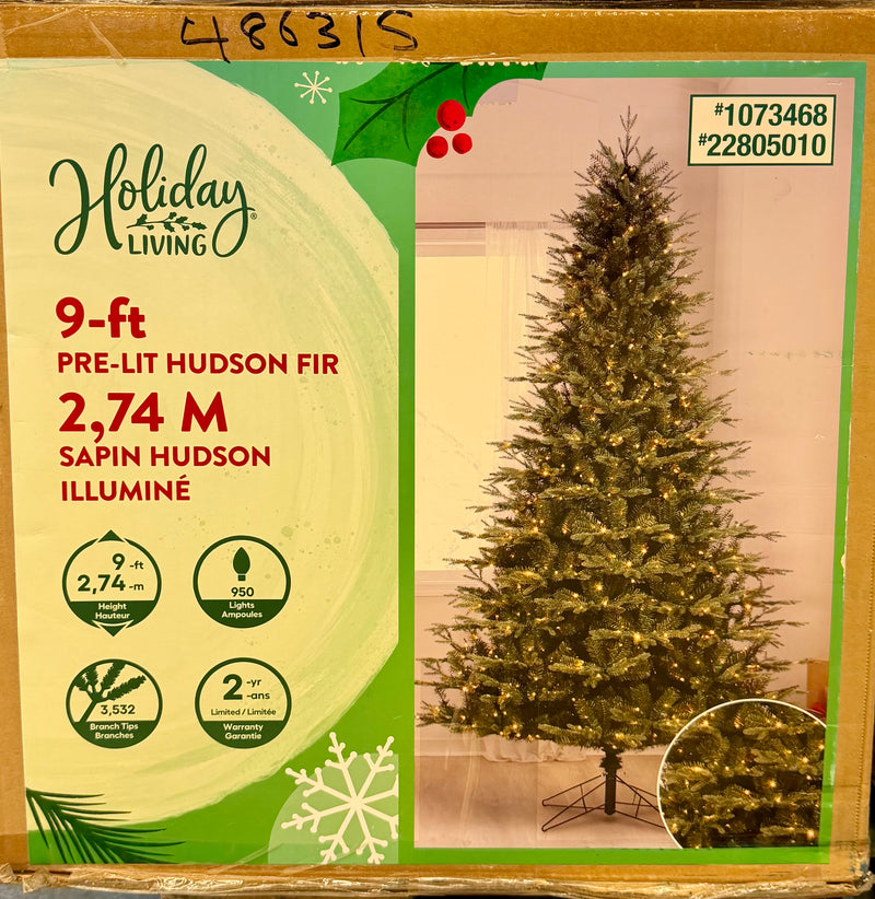 9 Foot Pre-Lit Hudson Fir artificial Christmas Tree