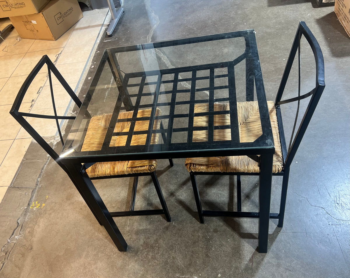 Glass and Wrought Iron Bistro Set