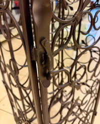 Vintage French Country Wrought Iron Wine Jail Rack – Tall Caged 36-Bottle Bar Cabinet
