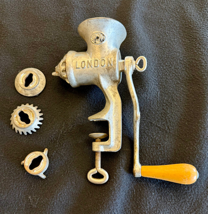 Vintage Spong & Co. No. 201 Cast Iron Hand-Crank Meat Grinder and Mincer