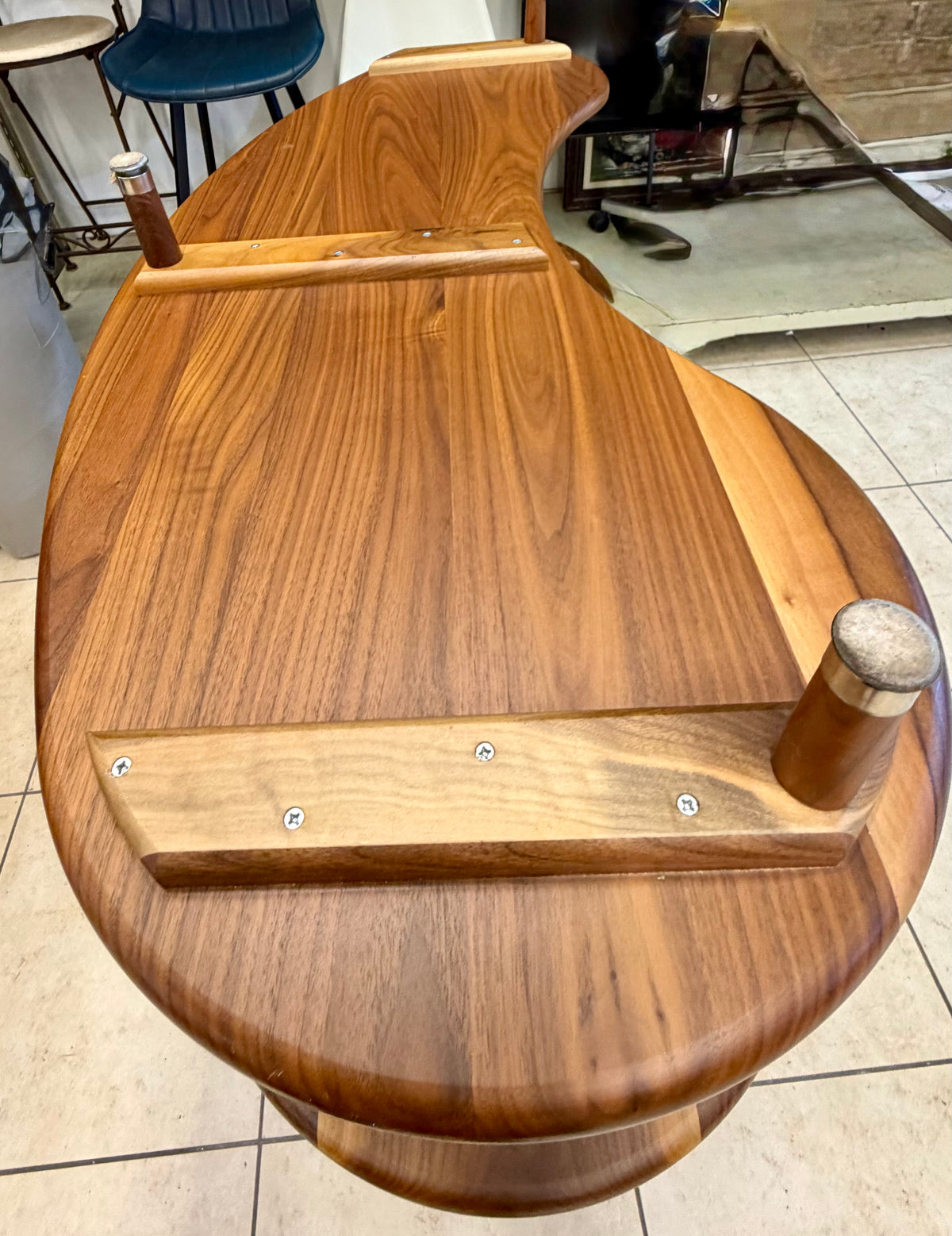 Mid-Century Solid Walnut Kidney Stafford Coffee Table and Matching Round End Table Set