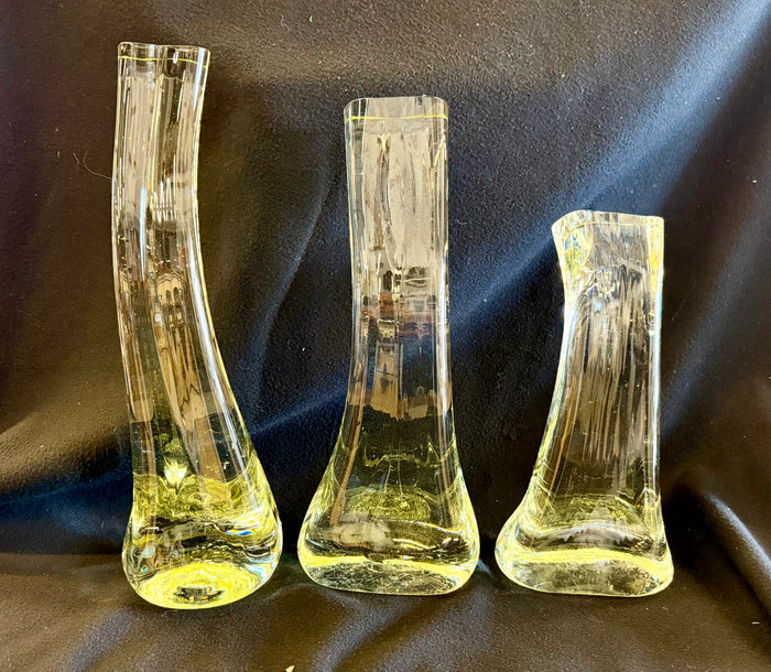 Trio of Hand-Blown Freeform Art Glass Sculptures — Elegant Twisted Form Set