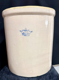 Vintage 5 Gallon Robinson Ransbottom Blue crown Stoneware Crock