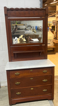 Brown Dresser Mirror With Marble Top