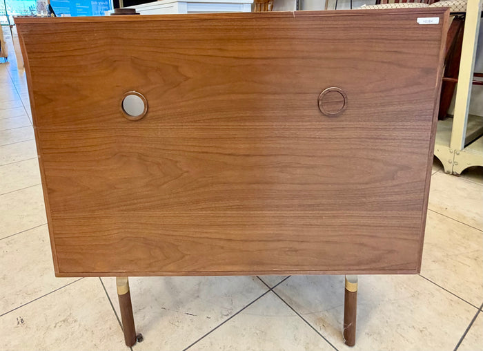 Mid-Century Modern Style Walnut Office Credenza & Lateral File Cabinet with Brass Accent Legs